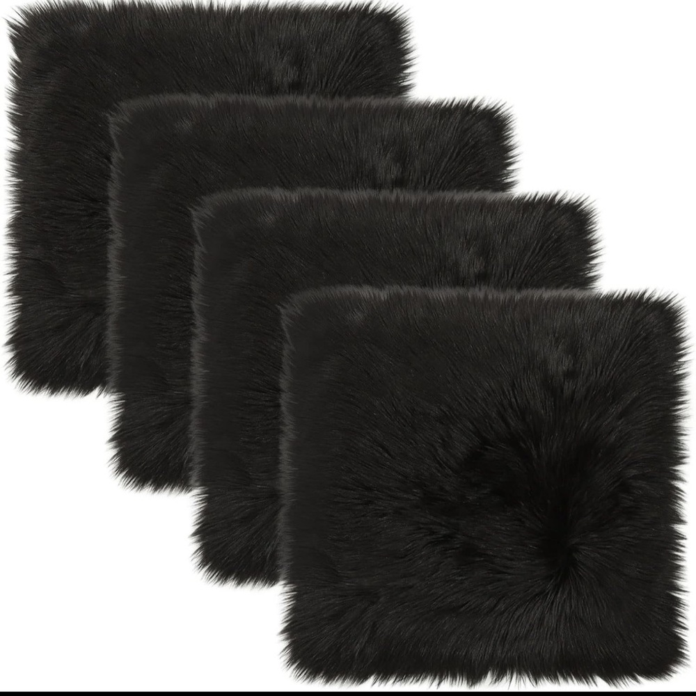 Black Faux Fur Chair Cover